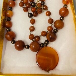 Handmade Elegant Orange Beaded Necklace